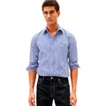 Tommy Hilfiger Herren Flex POPLIN Big Gingham RF Shirt MW0MW41713 L/S Shirt, Blau, Größe L, Blau (Keilblau/Karomuster), L