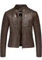 REPUBLIX Damen Echtleder Jacke Biker Zipper Lederjacke RJ-8009 Dunkelbraun L