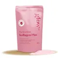 Glow25® Collagen Plus Pulver Strawberry [450g] – Kollagen Hydrolysat mit Vitamin C, Zink und Biotin – Peptide Typ 1 und 3 – Speziell für Wasser entwickelt – Mit Erdbeer-Geschmack