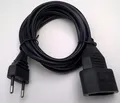 2m schwarz Euro Verlängerung Stromkabel Stecker Verlängerungs-Kabel Kupplung 2m