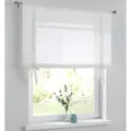 Kutti Bindegardine Vicky (1 St), Stangendurchzug, halbtransparent, Leinenstruktur, Bindegardine Baumwolle, feine Stickerei, Schleifenbänder zum Raffen weiß 80 cm x 100 cm
