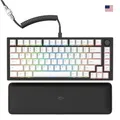 GLORIOUS Gaming GMMK PRO 75% – Modulares mechanisches Gaming-Keyboard, TKL, Grundgerüst 1,5 kg, voll anpassbar, Spiralkabel, Handgelenkablage, PBT-Tastenkappen, Amerikanisch QWERTY Layout - Schwarz