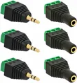3X Klinken Stecker + 3X Buchsen 3,5mm Adapter > Terminalblock 3 Pin Schraub Klemme Set