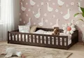 Kids Collective Kinderbett Bodenbett mit Rausfallschutz & Lattenrost Montessori Betten Kinder (Verfügbare Größen: 80 x 160, 80 x 180, 90 x 190, 90 x 200, 120 x 200, 140 x 200 cm), Jugendbett Einzelbett Zartbitterschokolade 140x200 cm