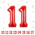 Geburtstag zahlen luftballon 11 jahre | Folienballon Rot- Folienballon in 40"-101cm Geburtstagsdeko - Ballon Zahl Deko zum Geburtstag fliegt mit Helium für Mädchen Junge 11.Geburtstags