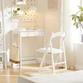 SoBuy Kompakter Schreibtisch Computertisch mit 1 Schublade und 2 Haken Kleiner Tisch Arbeitstisch PC Tisch Möbel Weiß 60x77x40cm FWT43-W