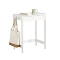 SoBuy Kompakter Schreibtisch Computertisch mit 1 Schublade und 2 Haken Kleiner Tisch für Homeoffice Arbeitstisch PC Tisch Möbel fürs Arbeitszimmer Weiß 60x77x40cm FWT43-W