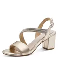 MARCO TOZZI by Guido Maria Kretschmer Damen Sandale mit Absatz weiches Feel Me Fußbett weiches Innenfutter Elegante, metallic (GOLD), 39 EU