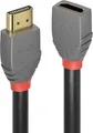 LINDY HDMI Verlängerungskabel HDMI-A Stecker, HDMI-A Buchse 3.00m Anthrazit, Schwarz, Rot 36478 4K UHD, vergoldete Steckkontakte