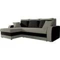 MIRJAN24 Ecksofa Kris, Stilvoll Eckcouch mit Bettkasten und Schlaffunktion, L-Form Couch, Schlafsofa (Mikrofaza 0014 + Mikrofaza 0015) - Grau/Schwarz