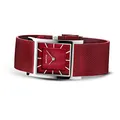 BERING Damen Quarz Uhr | Armbanduhr 26 mm silbernes Edelstahlgehäuse und rotes Zifferblatt | Milanaisearmband | Saphierglas | 5 ATM | 10426-303-S