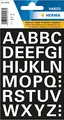 HERMA Buchstaben Aufkleber Weiß, 36 Stück, Schriftgröße 15 mm, selbstklebend, wasserfest, wetterfest, groß, Alphabet Sticker Klebebuchstaben A-Z aus Folie zum Aufkleben, schwarz