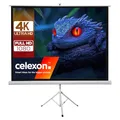 celexon Basic Stativ-Leinwand 110" | 200x200 cm 1:1 | Mobile transportable 4K, Full-HD Leinwand | Beamerleinwand mit Stativ für Heimkino- und Büropräsentationen | Blitzschneller Aufbau in 3 Schritten