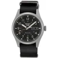 SEIKO Herren Automatik Armbanduhr aus Edelstahl mit Nylon Band - 5Sports - SRPG37K1 - Silber