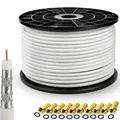 PremiumX 100m Koaxial Kupfer Kabel 5-fach 135dB Antennenkabel Satkabel TV HD 4K