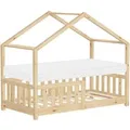 ML-Design Hausbett mit Matratze 70x140 cm Natur aus Kiefernholz
