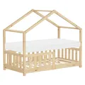 Kinderbett mit Matratze Hausbett Kiefernholz Bett Holzbett Lattenrost 70x140 cm