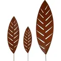 UNUS Gartendeko Gartenstecker Rost Palmblätter aus Metall im 3er Set - Braun