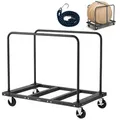 VEVOR Plattenwagen, 816 kg, Transportwagen mit 12,5 mm Lenkrollen, Plattenroller, Rohrbügelwagen mit Zurrgurt & 2 seitlichen Handläufen, Transporthilfe für Fabrik, Lager, Garage, Schwarz