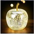 Spetebo LED Dekoobjekt, Ein-/Ausschalter, Timer, LED fest verbaut, warm weiß, Deko Frucht aus Crackle Glas beleuchtet Batterie betrieben bunt|silberfarben Ø 11 cm