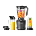 nutribullet SmartSense Mixer Combo NBF550DG, Standmixer mit 5 Geschwindigkeiten und Puls-Funktion, 1.9L Mixbehälter, 700 und 900mL Becher mit Griff, Automatischer Zyklus, To-Go-Deckel, 1500W, Schwarz