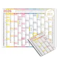 TOBJA A1 Wandkalender 2026 XXL Bunter Jahresplaner für Büro & Homeoffice 14 Monate Großformat 59x84 cm Kalender 2026 Wandkalender DIN A1 mit extra viel Platz für Termine & Notizen