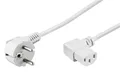 Kaltgeräte Netzkabel Schutzkontakt-Stecker abgewinkelt IEC320-C13 Buchse abgewinkelt weiß - Länge: 1,50 m