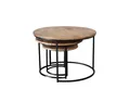 baario Couchtisch Couchtisch 3er Set SELCE rund, massiv Industrial Design Ø70cm Mangoholz ausziehbar