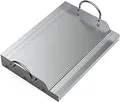 onlyfire Universal BBQ Edelstahl Plancha, Grillplatte Griddle für Holzkohle Grillwagen, Gasgrill | 62.8x40.6x7cm