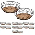 Amagohome Obstkorb 16-teilig Metall ø 28 H 10 cm Set 2 x 8 VE Metall Brotkorb Obstschale rund Neo schwarz