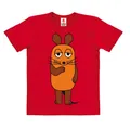 Logoshirt®️ TV I Die Sendung mit der Maus I Maus I Bio T-Shirt Print I Kinder I Mädchen & Jungen I kurzärmlig I rot I Lizenziertes Originaldesign I Größe 140