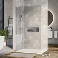 Duschabtrennung Walk-In Nano Echtglas EX101 - Klarglas - 10 mm - Wandprofil Chrom - Breite wählbar, Breite Walk-In:1200mm - Transparent