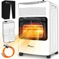 TRESKO® 4200 Watt Gasheizer weiß inkl. Gasdruckregler Gasschlauch + Abdeckung | Gasofen Gasheizofen Keramik mit 3 Stufen | Infrarot Gasheizgerät... - Weiß