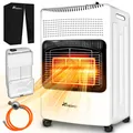 TRESKO Heizstrahler 4200 W Gasheizung + Abdeckung Gasheizer 3 Stufen Gasofen Gasheizofen, Weiß