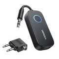 UGREEN aptX Flugzeug Bluetooth 5.3 Sender mit Extra Dual 3.5 mm AUX Adapter, Bluetooth Adapter für Zwei Kopfhörer, 2 in 1 Transmitter Empfänger Kompatibel mit Stereoanlage, Auto, Fitnessstudio