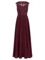 APART Fashion Damen Lange Spitzen-Abendkleid, Ärmelloses Maxikleid, Floral Perlen-Bustier, Rückenreißverschluss Kleid, Chiffon Festkleid für Hochzeiten, Partys und besondere Anlässe
