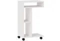 MC Star Beistelltisch Couchtisch mit Rollen, Schreibtisch mit 4 Regalen, Sofatisch (Laptoptisch, Betttisch, für Esszimmer Wohnzimmer, Weiß)