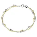 MATERIA Kugel Armkette Damen gold - 925 Silber Armband Frauen 19cm vergoldet bicolor in Schmuck Etui SA-109-Gold
