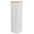 Weißer Metall-Lebensmittelbehälter mit Bambusdeckel WHITELINE 28,5 cm
