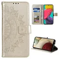 CoverKingz Handy Case kompatibel mit Samsung Galaxy M33 5G - Handy Cover mit Kartenfach Phonecase - Smartphone Hülle klappbar Motiv Mandala Gold