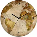 ARTland Glas Wanduhr Quarzuhr - schwarzer Zeiger Weltkarte Größe: 30x30 cm