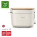 Philips Toaster Eco Conscious Edition, 2 Toastschlitze, Brötchenaufsatz, 8 Stufen, Auftaufunktion, Weiß (HD2640/10) - Weiß