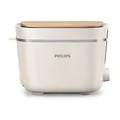 Philips Toaster Eco Conscious Edition - 2 Toastschlitze, 8 Stufen, Brötchenaufsatz, Auftaufunktion, hergestellt aus Altspeiseöl, seidenweiß-matt (HD2640/10)