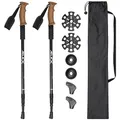 JELEX Nature Teleskop Walking Stöcke für Nordic Walking verstellbar, inkl. diverser Aufsätze für Outdoor Aktivitäten, ultraleichte Wanderstöcke mit Antishock-Technologie (Schwarz Premium)