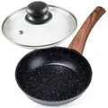 Granit-Bratpfanne mit Glasdeckel BLACK&WOOD 16 cm