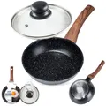 Granitpfanne Bratpfanne Pfanne aus Granit mit Glasdeckel BLACK&WOOD 16 cm