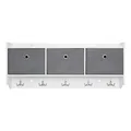 Mondeer Wandgarderobe Wandregal, Hängeregal mit 3 Körben und 5 Haken, Weiß