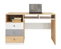 Deine Möbel 24 Kinderschreibtisch POKO 08 125 / 76 / 55 cm [B/H/T] (in Biskuiteiche / Weiß Lux / Grau)