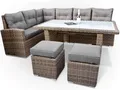 Ragnarök Möbel-Design Gartenlounge-Set Dining Lounge Wieland L, (Set, Ecksofa + Tisch + Hocker, Polyrattan, inkl. aller Polster), Sitzpolster ca. 16 cm dick