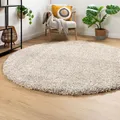 Steffensmeier Ragolle Twilight Hochflor Teppich Shaggy, weich & elastisch, moderner Wohnzimmer Teppich, Creme meliert 2211, Rund Ø 120 cm rund